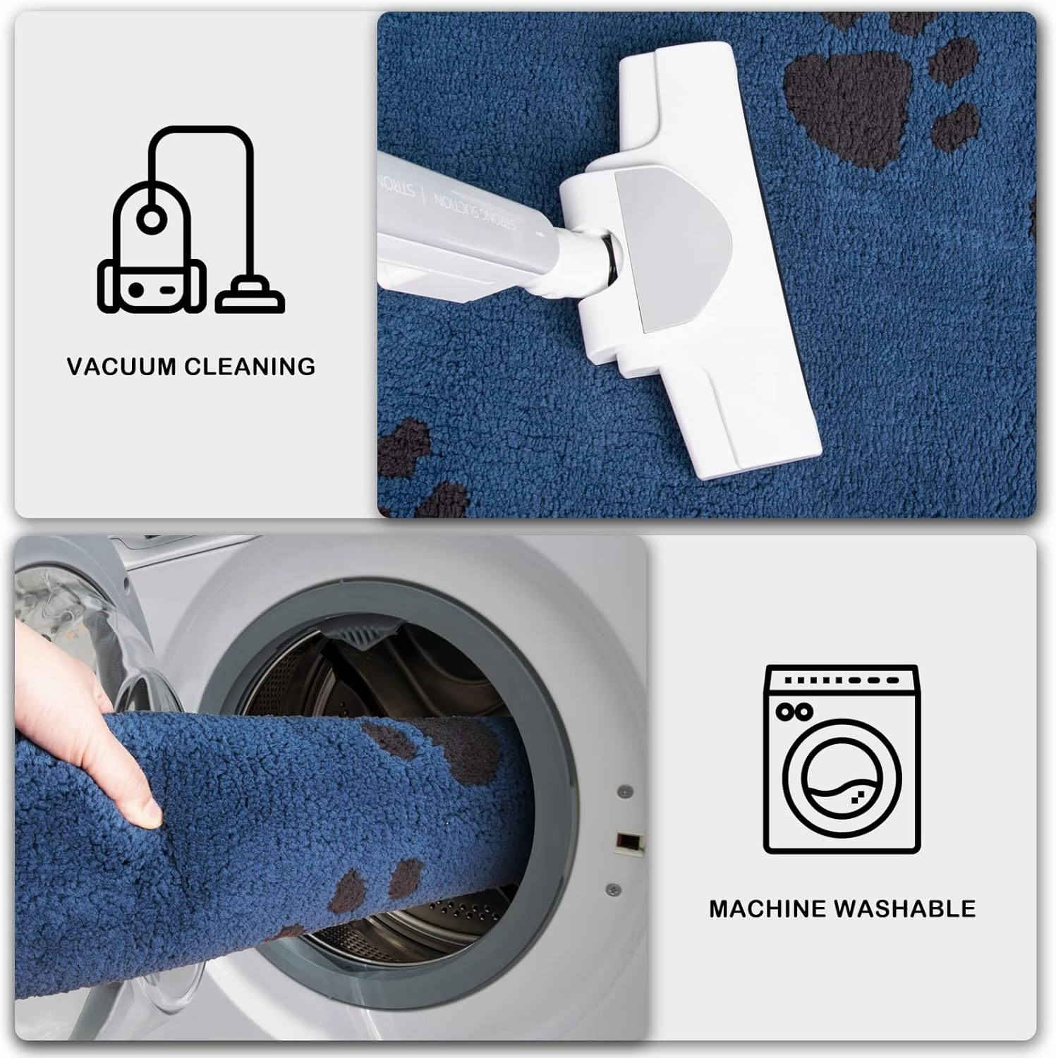 PURRUGS Dirt Trapper Door Mat 32" x 47", Non-Skid/Slip Machine Washable Microfiber Entrance Rug, Shoes Scraper, Dog Doormat, Super Absorbent Floor Mat for Muddy Wet Shoes and Paws, Blue
