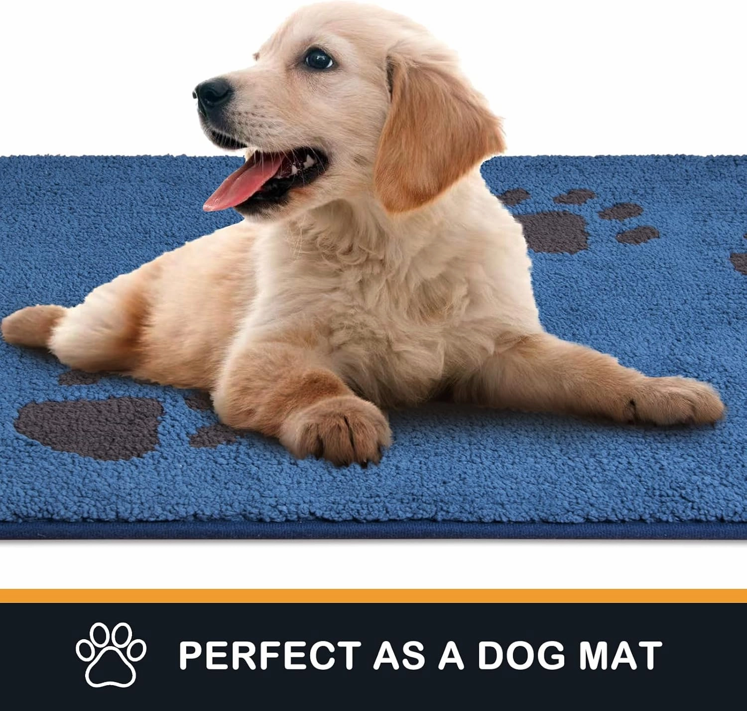 PURRUGS Dirt Trapper Door Mat 32" x 47", Non-Skid/Slip Machine Washable Microfiber Entrance Rug, Shoes Scraper, Dog Doormat, Super Absorbent Floor Mat for Muddy Wet Shoes and Paws, Blue