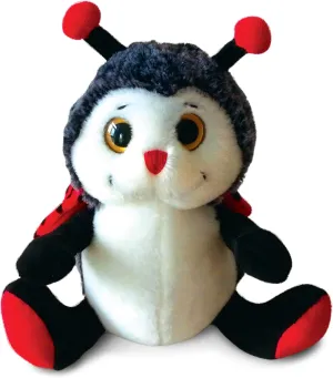 Puzzled Black & Red Sitting Ladybug Plush Animal Stuffed Toy Super Soft Cuddly Critter Children's Bedtime Buddy Ornament Display Imaginative Play Toy Gift - 9"