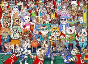 Puzzles for Adults 1000 Pieces, Cat Basketball Fun Jigsaw Puzzles Challenging Game, Puzzles Interlock Perfectly No Dust, for House Decoration, Party Toy for Kids Parents