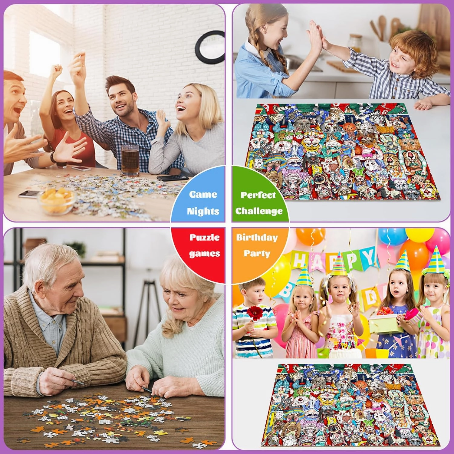 Puzzles for Adults 1000 Pieces, Cat Basketball Fun Jigsaw Puzzles Challenging Game, Puzzles Interlock Perfectly No Dust, for House Decoration, Party Toy for Kids Parents