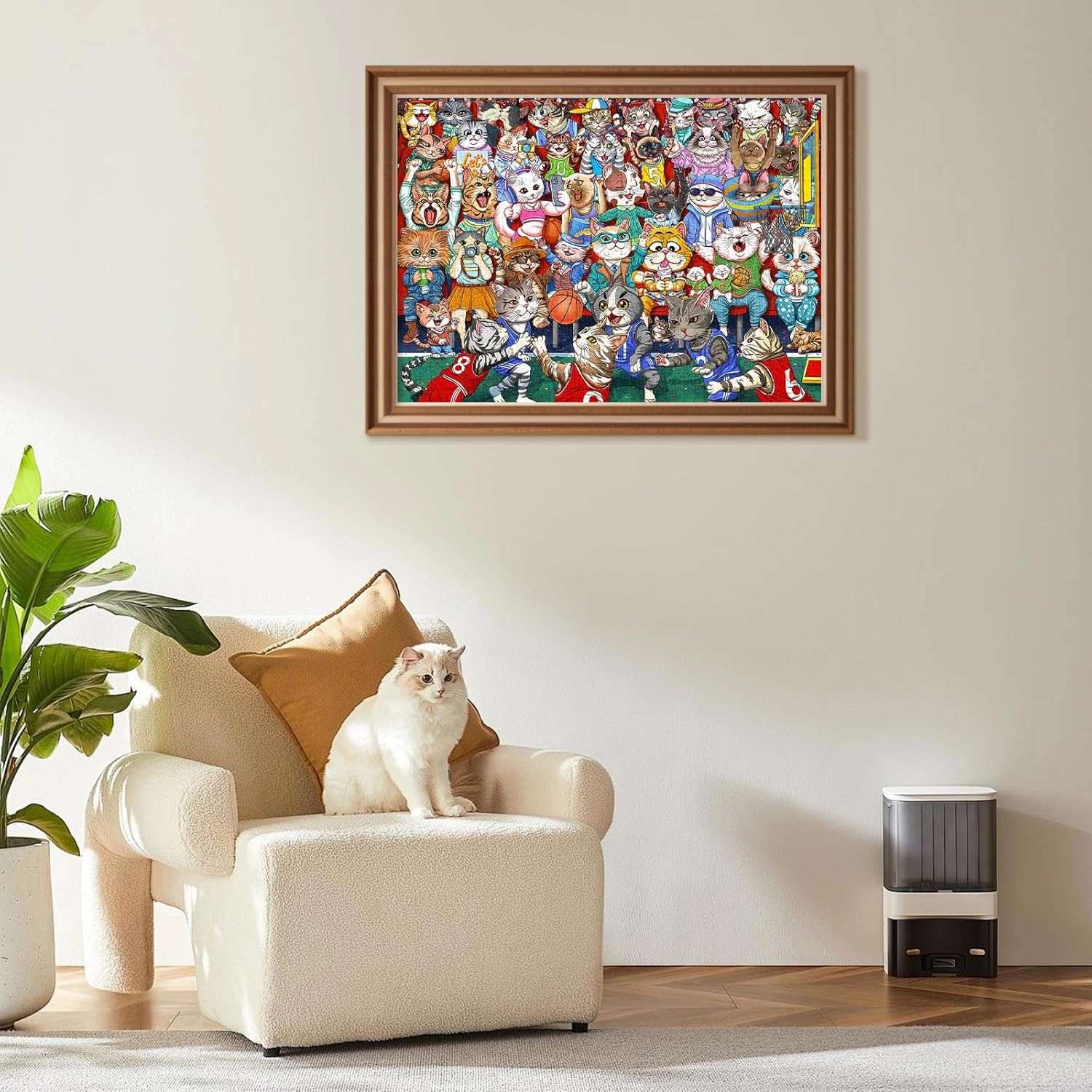 Puzzles for Adults 1000 Pieces, Cat Basketball Fun Jigsaw Puzzles Challenging Game, Puzzles Interlock Perfectly No Dust, for House Decoration, Party Toy for Kids Parents