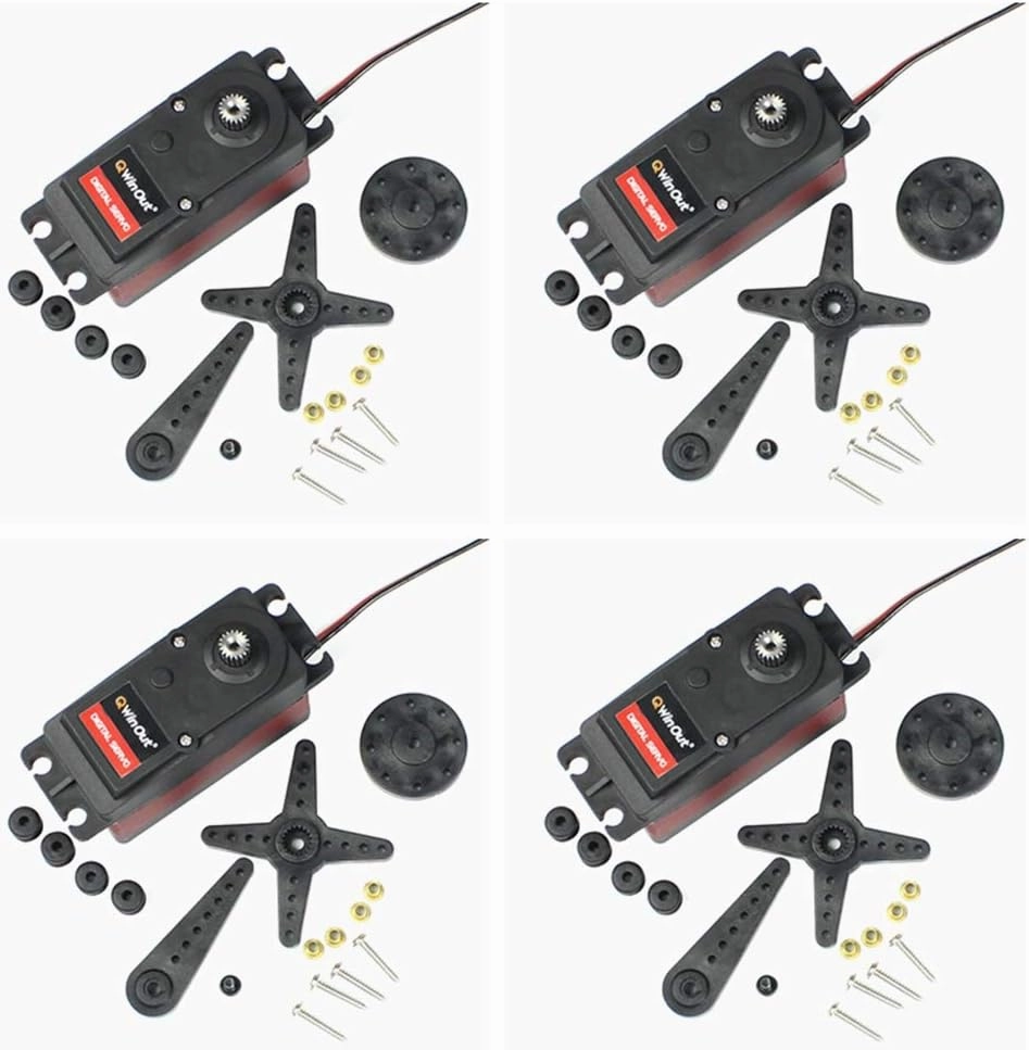 QWinOut 60KG Digital Servo High Torque 6v-8.4v Waterproof Metal Gear Servo for 1/5 RC Cars, Compatible with Futaba,JR,SANWA,Hitec,Jumper,Flysky,Frsky TX (180 Degree,4 Pack)