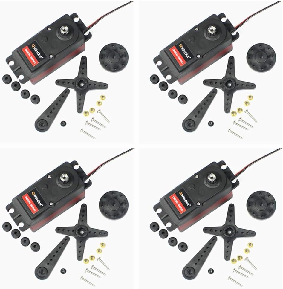 QWinOut 60KG Digital Servo High Torque 6v-8.4v Waterproof Metal Gear Servo for 1/5 RC Cars, Compatible with Futaba,JR,SANWA,Hitec,Jumper,Flysky,Frsky TX (360 Degree,4 Pack)