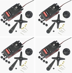 QWinOut 60KG Digital Servo High Torque 6v-8.4v Waterproof Metal Gear Servo for 1/5 RC Cars, Compatible with Futaba,JR,SANWA,Hitec,Jumper,Flysky,Frsky TX (360 Degree,4 Pack)