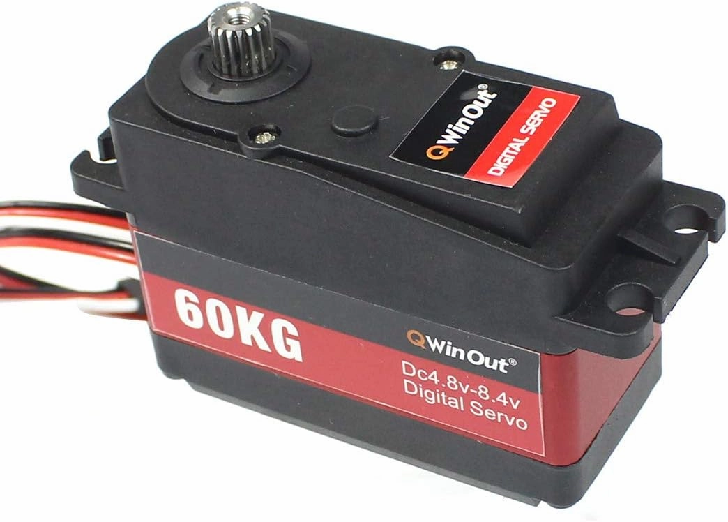 QWinOut 60KG Digital Servo High Torque 6v-8.4v Waterproof Metal Gear Servo for 1/5 RC Cars, Compatible with Futaba,JR,SANWA,Hitec,Jumper,Flysky,Frsky TX (360 Degree,4 Pack)