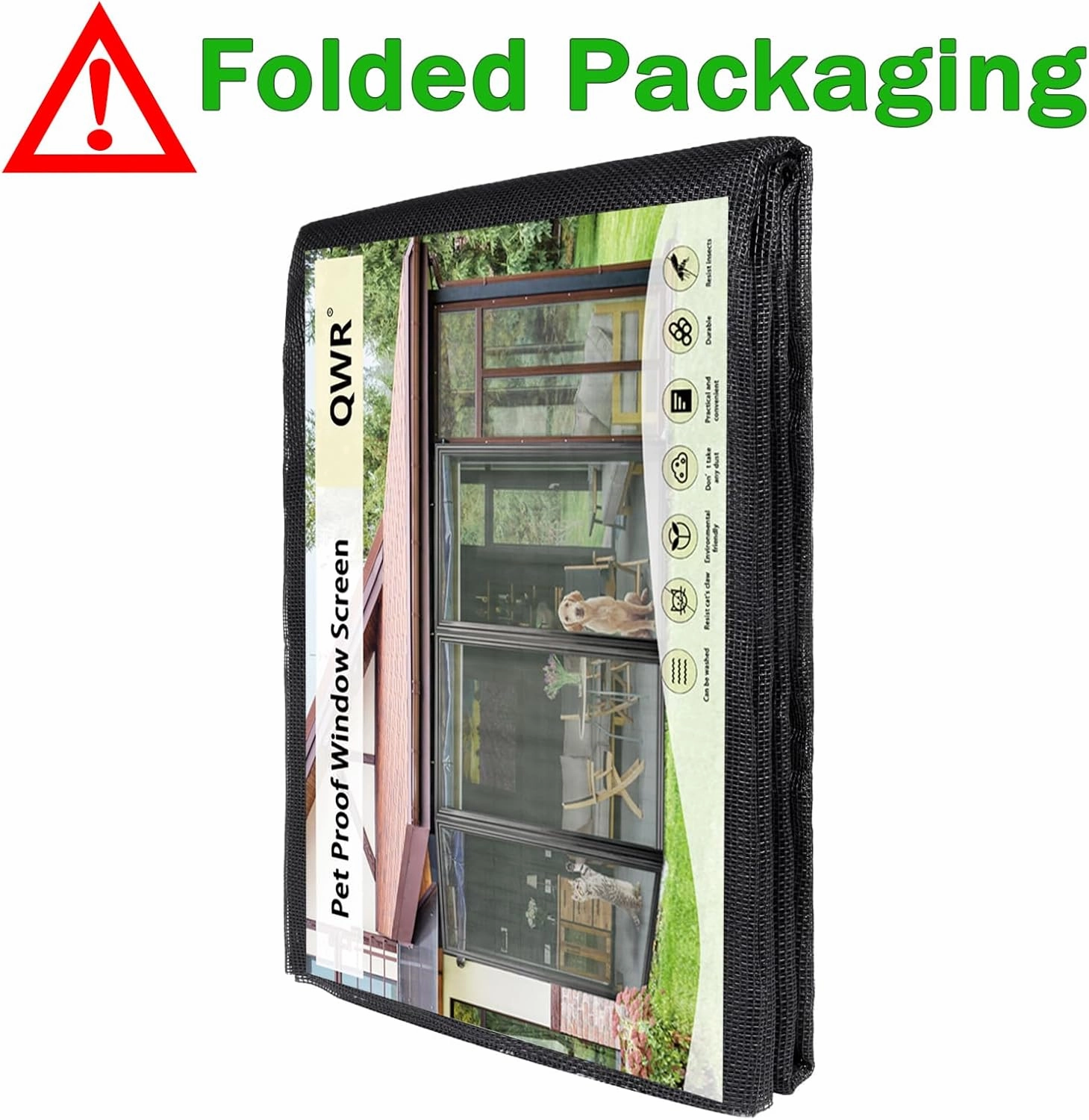 QWR Pet Proof Window Screen Replacement Kit, 48"x118" Durable High Hardness Screen Mesh Replacement Window Screens Repair Kit for Sliding Screen Door,Patio and Windows.(Folded Package)