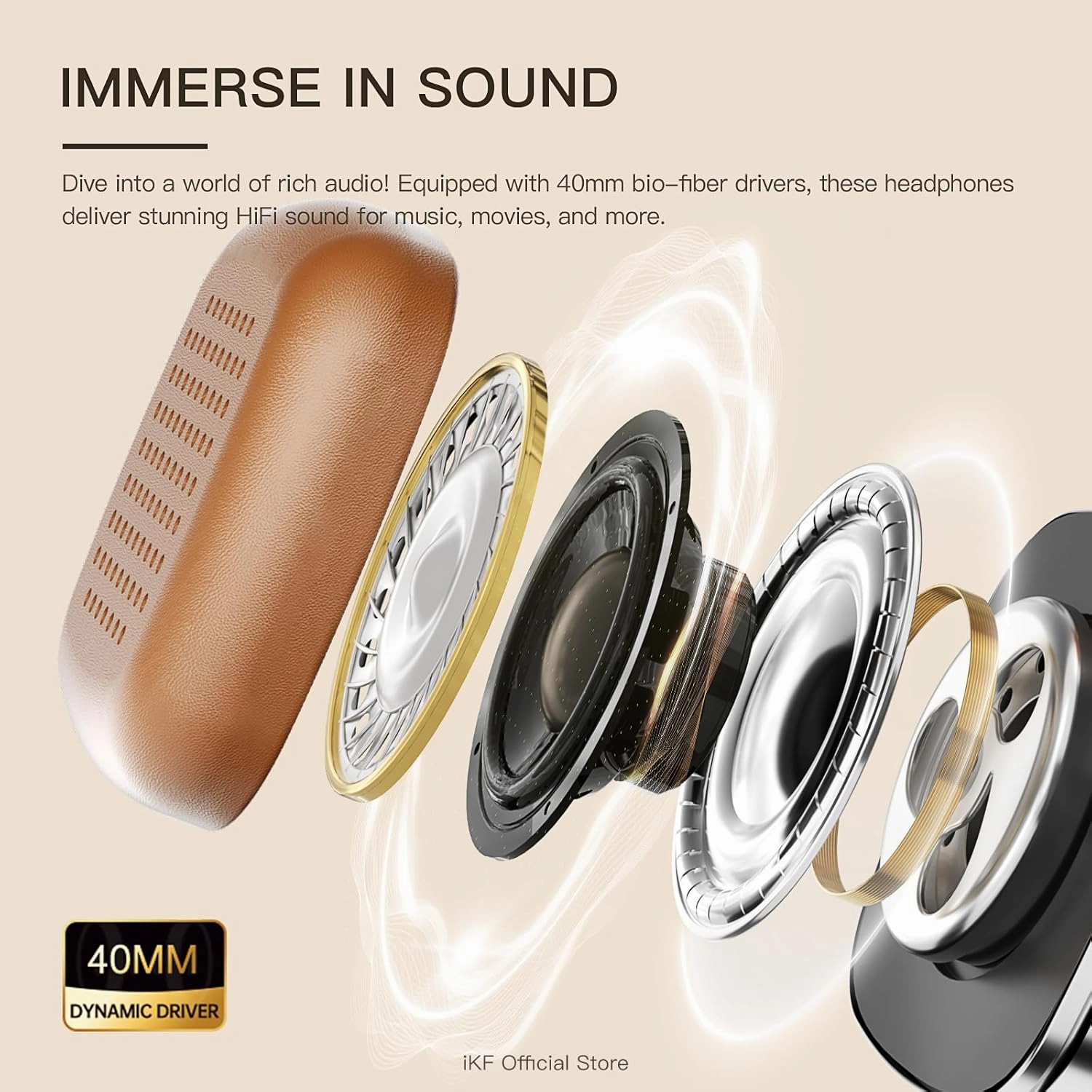 R2 Pro Retro Metal Leather Wireless Headphones with ANC -45dB, 40mm HiFi Drivers, 75H Playback, Bluetooth 5.4 & AUX, Customizable Lighting, ENC 5-Mic Clear Calls, Low Latency,App Control, Brown