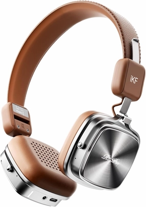 R2 Pro Retro Metal Leather Wireless Headphones with ANC -45dB, 40mm HiFi Drivers, 75H Playback, Bluetooth 5.4 & AUX, Customizable Lighting, ENC 5-Mic Clear Calls, Low Latency,App Control, Brown