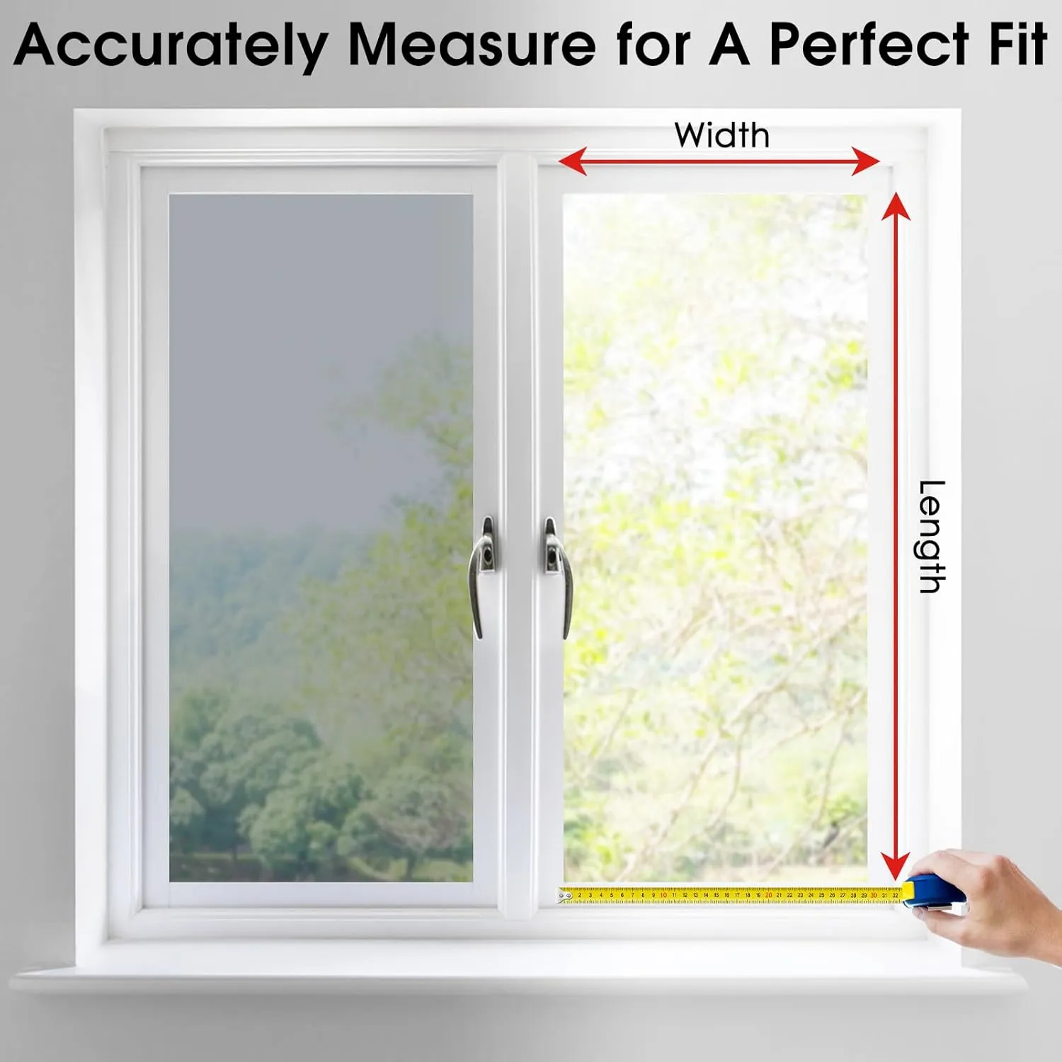 rabbitgoo One Way Window Privacy Film, Window Tint for Home, Reflective Heat Control Sun Blocking Anti UV See Out Not in Glass Door Covering Tinting Film, 35.4 in X 13.1 Feet, Silver