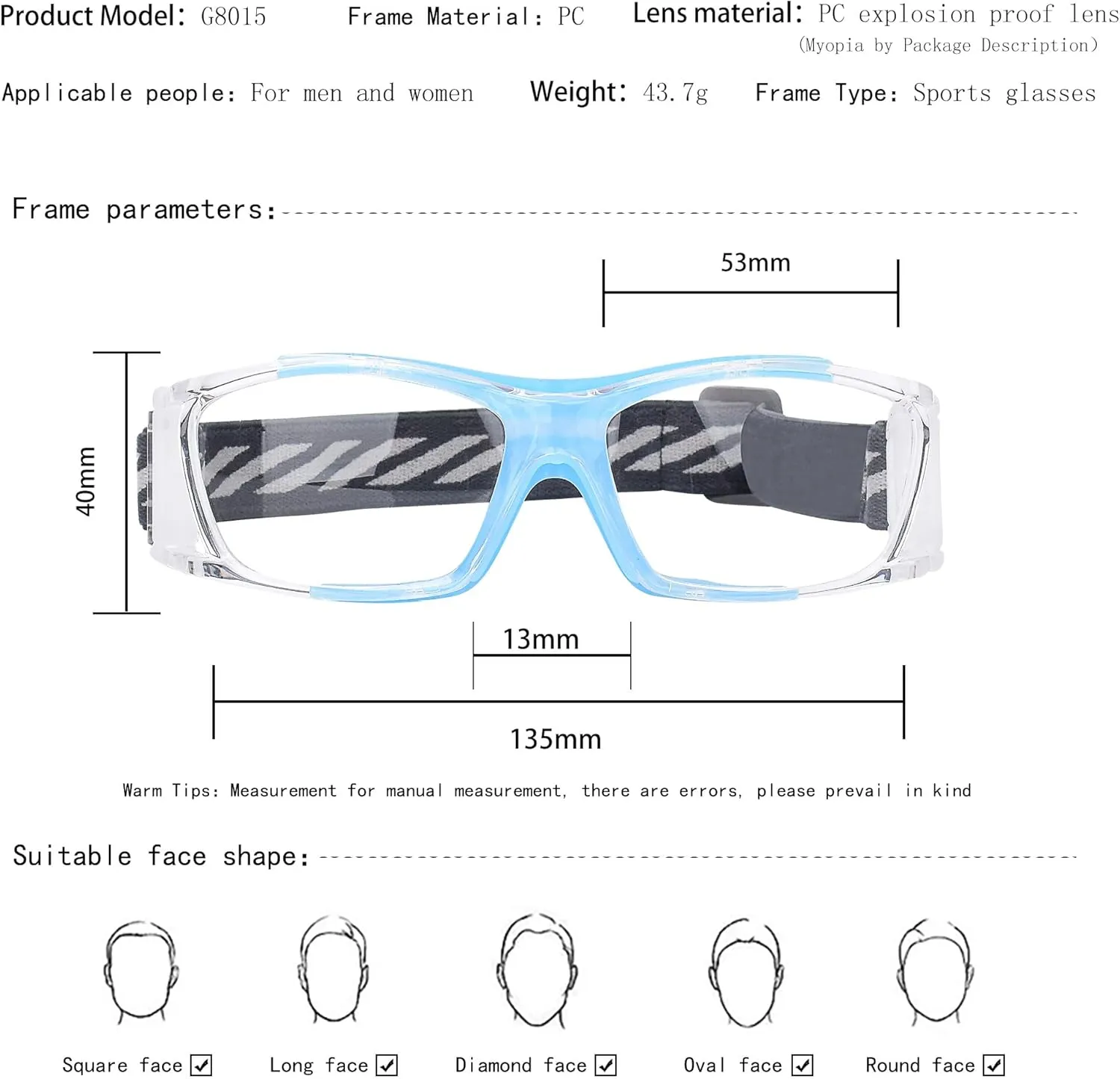 Racquetball Goggles Sports Glasses Basketball Football Protective Eyewear Anti Slip Shock Absorption Adjustable Strap