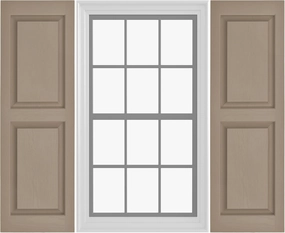 Raised Panel Vinyl Shutters (1 Pair) | 14.5"x35" - Coastal Sand Dune | Exterior Window Shutters | Includes Mounting Hardware | Simple Installation | Made in USA