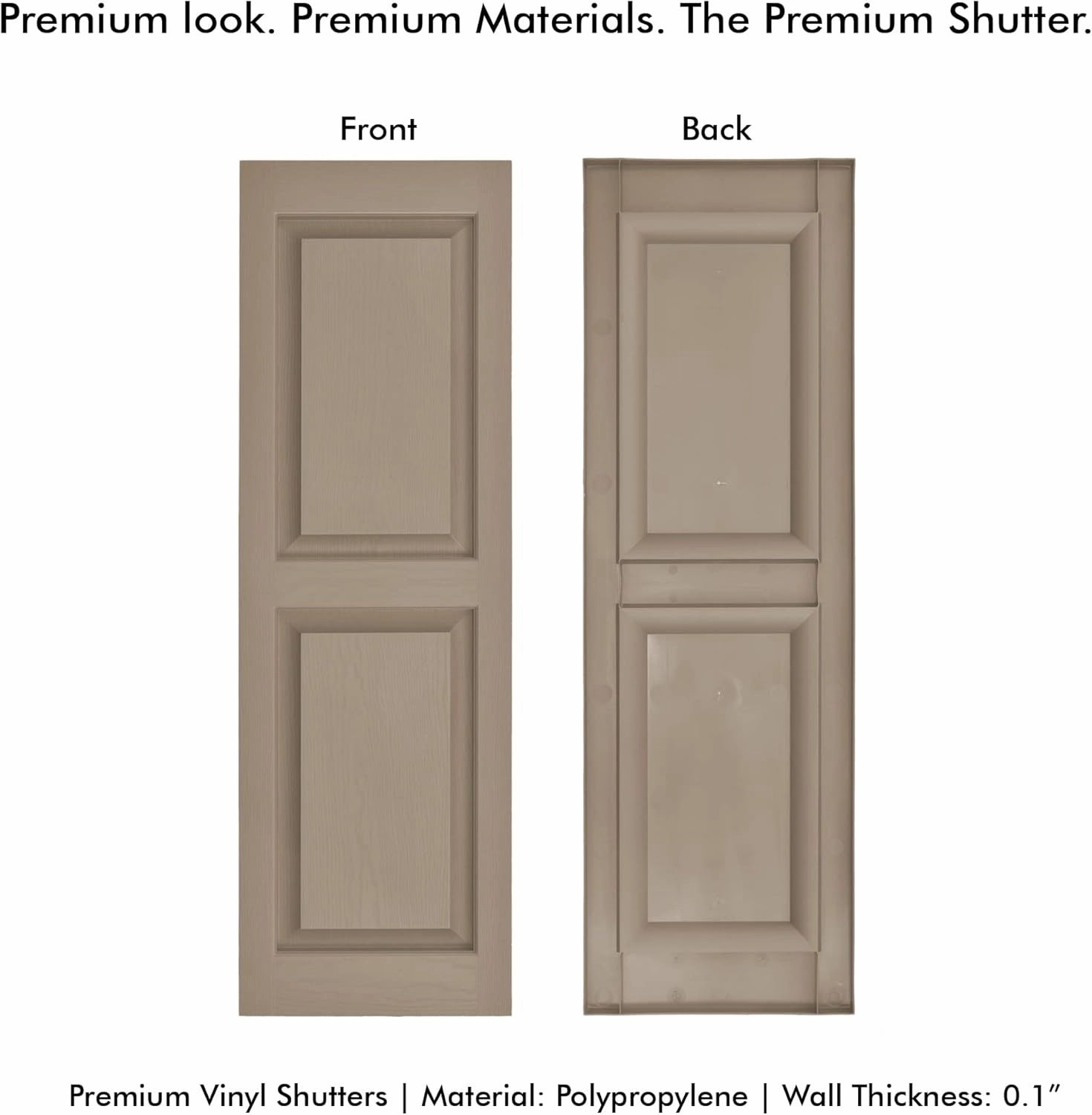Raised Panel Vinyl Shutters (1 Pair) | 14.5"x35" - Coastal Sand Dune | Exterior Window Shutters | Includes Mounting Hardware | Simple Installation | Made in USA