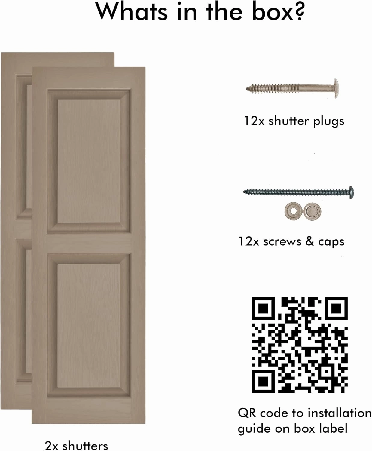 Raised Panel Vinyl Shutters (1 Pair) | 14.5"x35" - Coastal Sand Dune | Exterior Window Shutters | Includes Mounting Hardware | Simple Installation | Made in USA