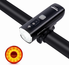 RAVEMEN Bike Lights Set for Night Riding, 5 6 Modes Bike Light Front and Back, Rechargeable Bright Bike Headlight and Tail Light Set for Mountain Road Cycling Safety, IPX7 Waterproof