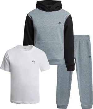 RBX Boys Active Jogger Set - 3 Piece Performance Fleece Sweatshirt, Jogger Sweatpants, T-Shirt - Activewear for Boys (2T-12)