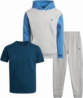 RBX Boys Active Jogger Set - 3 Piece Performance Fleece Sweatshirt, Jogger Sweatpants, T-Shirt - Activewear for Boys (2T-12)