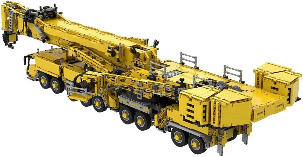 RC Crane Building Blocks Set, LTM11200 v2.0 Ultra Large Engineering Crane Model with 14 Motors Small Particle Building Blocks MOC Set,Dynamic Version/Yellow/8528PCS