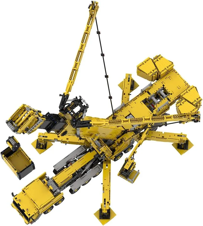RC Crane Building Blocks Set, LTM11200 v2.0 Ultra Large Engineering Crane Model with 14 Motors Small Particle Building Blocks MOC Set,Dynamic Version/Yellow/8528PCS