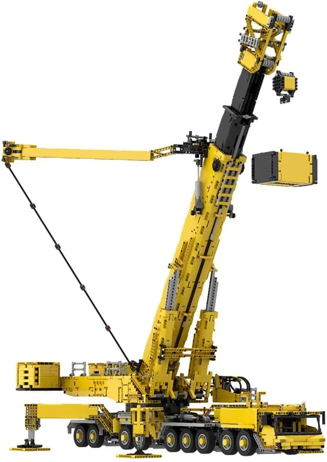 RC Crane Building Blocks Set, LTM11200 v2.0 Ultra Large Engineering Crane Model with 14 Motors Small Particle Building Blocks MOC Set,Dynamic Version/Yellow/8528PCS