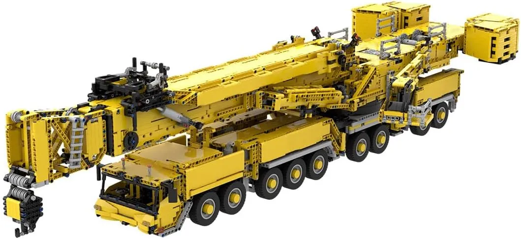 RC Crane Building Blocks Set, LTM11200 v2.0 Ultra Large Engineering Crane Model with 14 Motors Small Particle Building Blocks MOC Set,Dynamic Version/Yellow/8528PCS