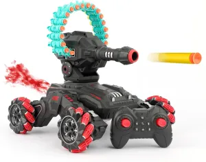 RC Dart Shooting Tank - Remote Control Battle Vehicle with Turret - Motorized Robot Toy for Kids - Action Gift for Boys - RC car- Combat Toy for Rivals