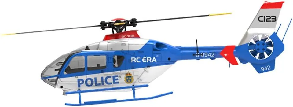 RC ERA C123 EC135 6CH RC Helicopter, 1/36 Scale Military Aircraft Single-Rotor Gyroscopic Stabilization with Altitude Hold/One-Key Take Off for Beginners & Adults -RTF/3 Battery