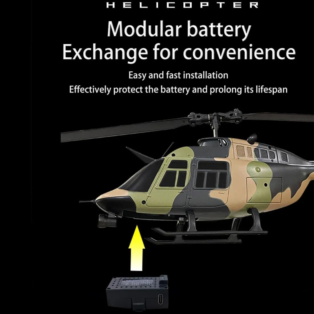 RC ERA C138 Bell 206 RC Helicopter, 1/33 Scale 2.4G 6CH Flybarless RC Helicopter with Altitude Hold & Optical Flow Positioning - RTF