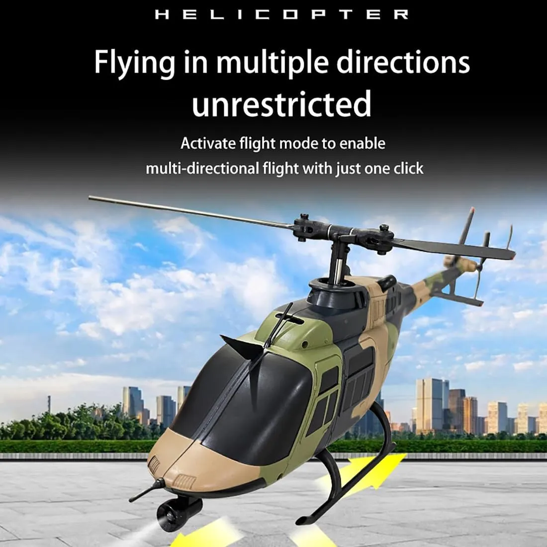 RC ERA C138 Bell 206 RC Helicopter, 1/33 Scale 2.4G 6CH Flybarless RC Helicopter with Altitude Hold & Optical Flow Positioning - RTF