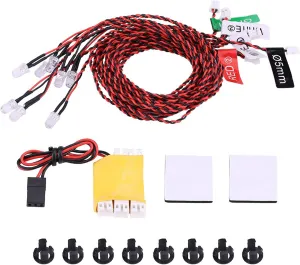 RC Flashing Light, RC Airplane Helicopter Flashing Lamp, Rc Plane Navigation Light, 8 LED Lighting System Kit Simulation Flashing Lights for RC Airplane Helicopter Deformation Mode