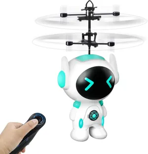 Rc Flying Robot Toys for 5 6 7 8-12 Years Old Boys Girls, Remote Control Helicopter Built-in LED Mini Drone Flying Toy for Kids & Adults Indoor Outdoor Games Birthday Gift, White
