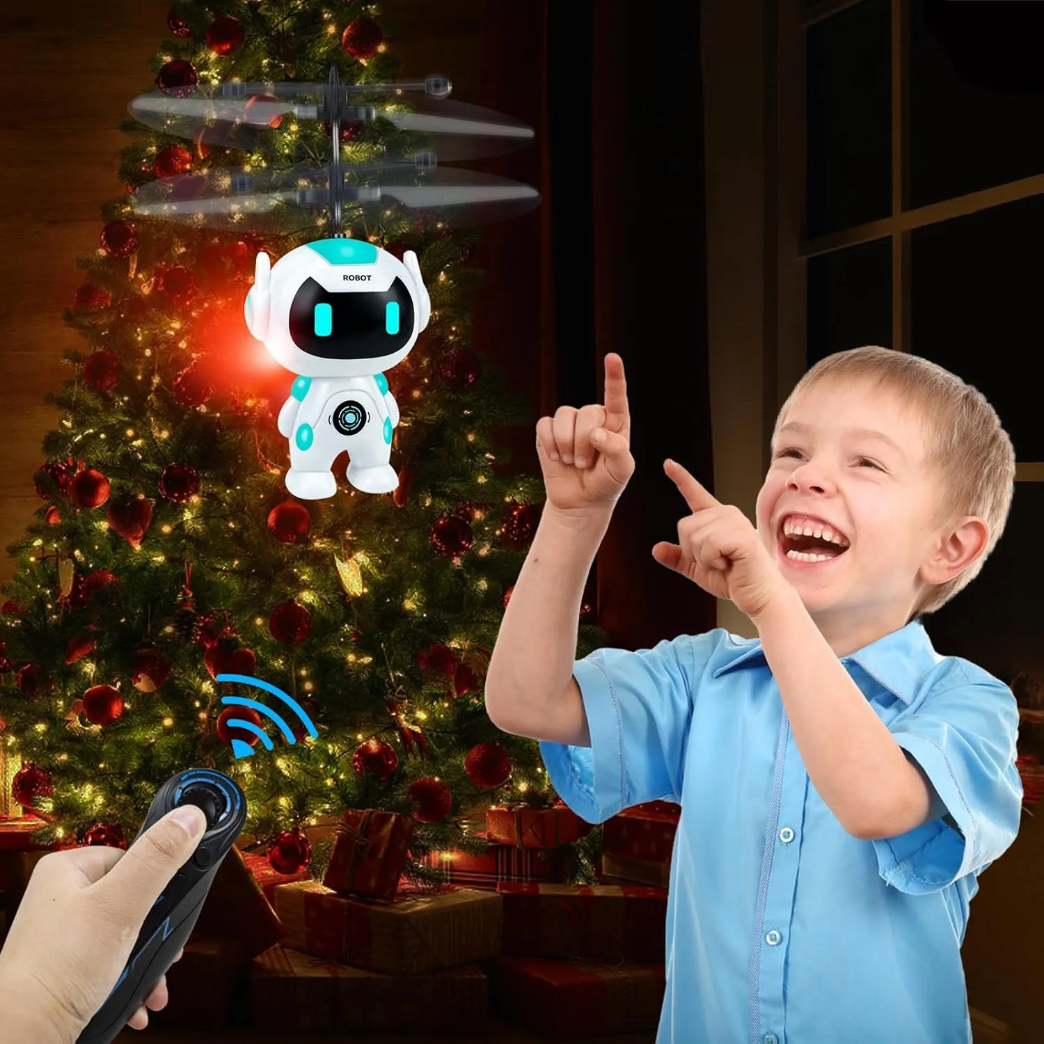 Rc Flying Robot Toys for 5 6 7 8-12 Years Old Boys Girls, Remote Control Helicopter Built-in LED Mini Drone Flying Toy for Kids & Adults Indoor Outdoor Games Birthday Gift, White