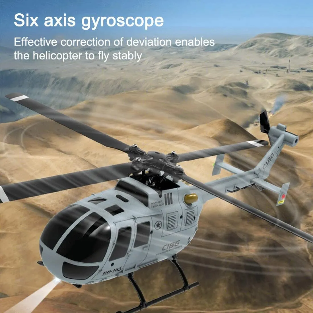 RC Helicopter Model, 2.4G RC 4CH BO105 Armed Helicopter Military Aircraft Model with USB Charger, Aircraft Model for KidsAdults (RTF/Orange), 23.5 x 7.1 x 8.1cm, 5ZB2603ZD4714VWXN