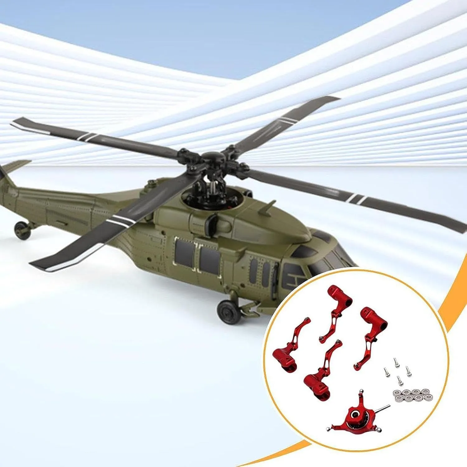 RC Helicopter Swashplate Set Leaf Clip with Bearing Convenient Lightweight Sturdy RC Aircraft Accessories, Red