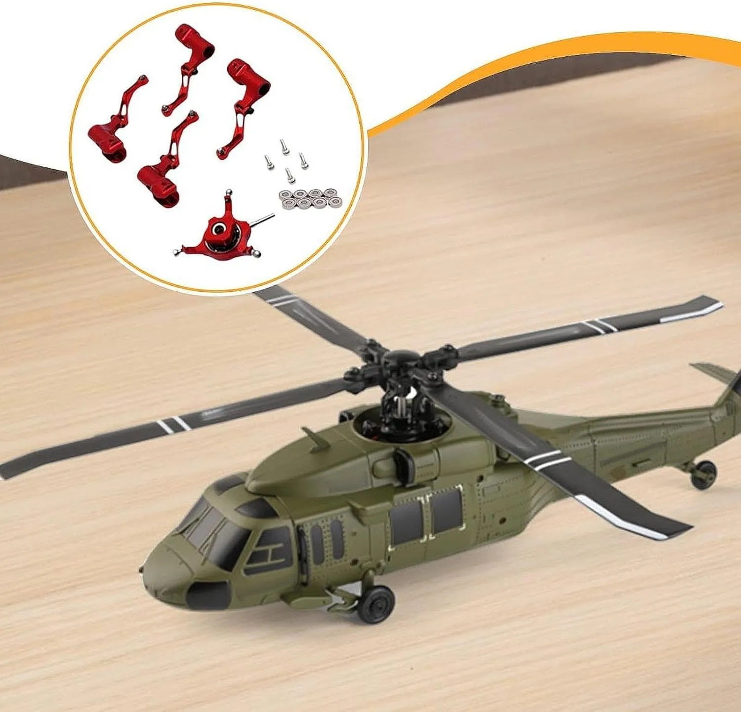 RC Helicopter Swashplate Set Leaf Clip with Bearing Convenient Lightweight Sturdy RC Aircraft Accessories, Red