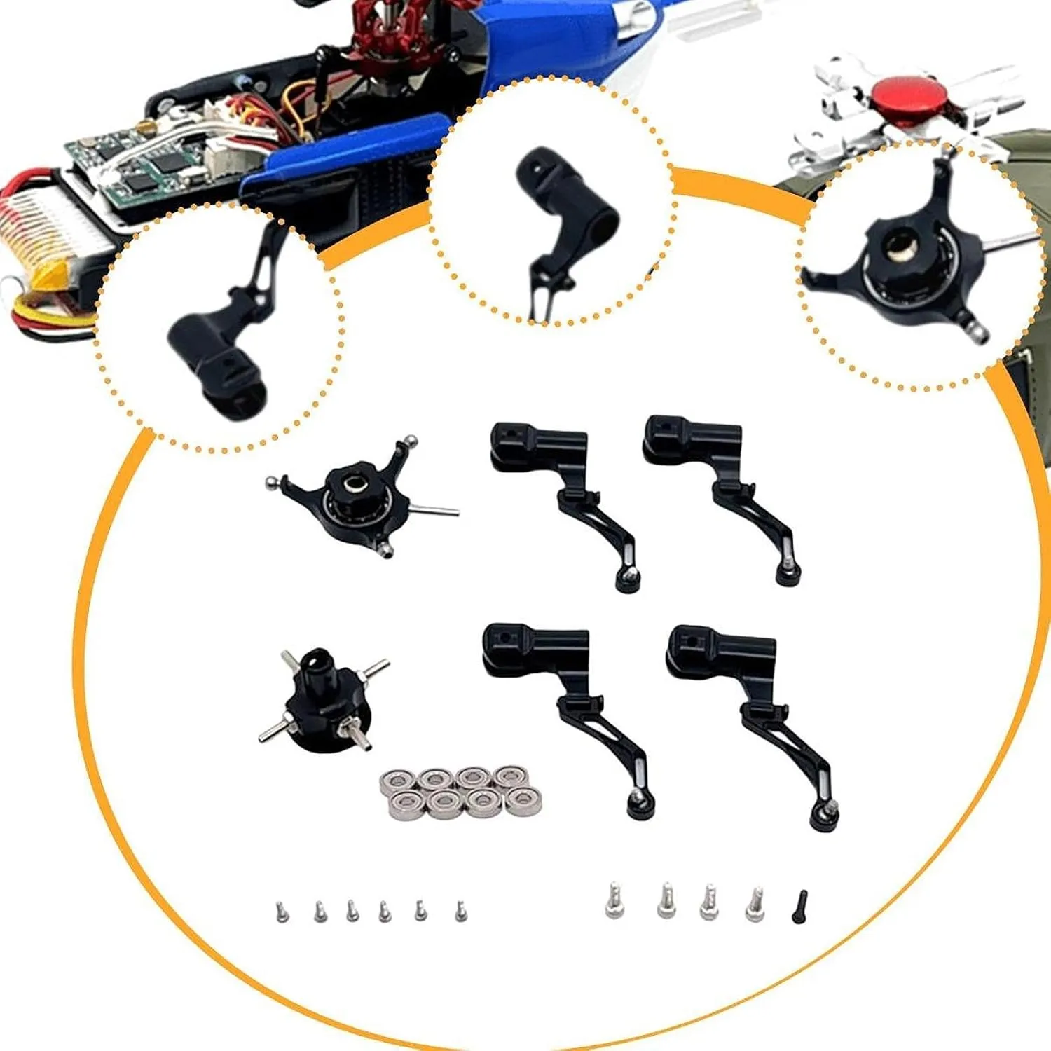 RC Helicopter Swashplate Set Spare Part Lightweight Easy Installed Sturdy Leaf Clip RC Aircraft Accessories for K124 K170, Black