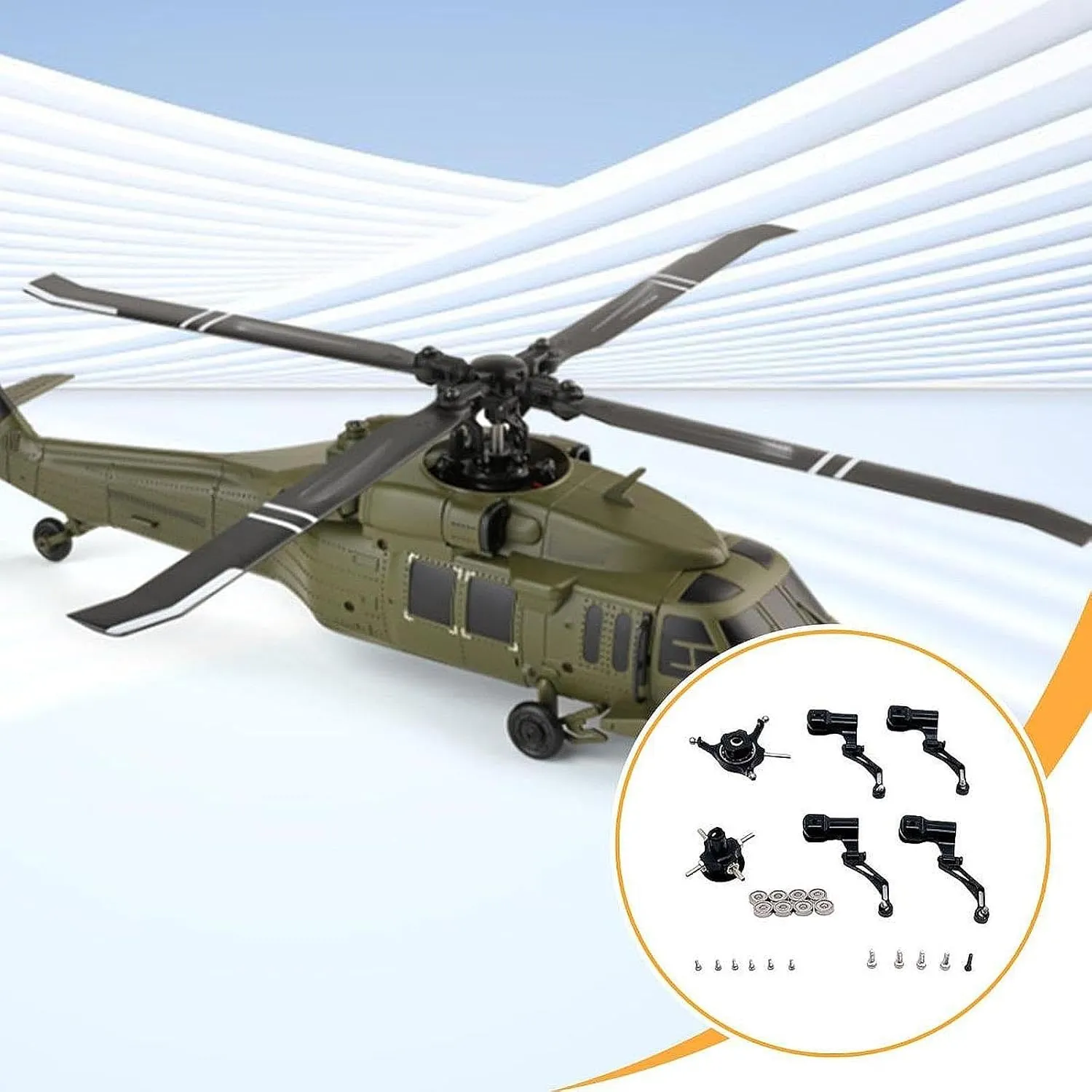 RC Helicopter Swashplate Set Spare Part Lightweight Easy Installed Sturdy Leaf Clip RC Aircraft Accessories for K124 K170, Black