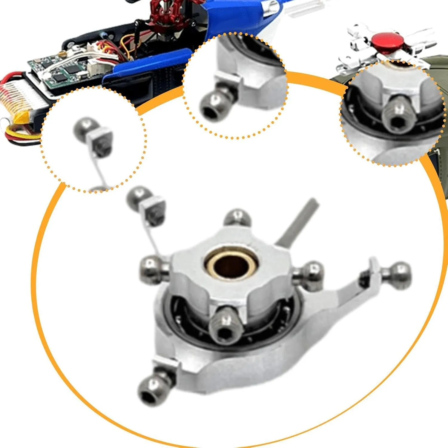 RC Helicopter Swashplate Upgrade Part Sturdy Lightweight Aircraft Spare Part Replaces for Wltoys K170 K124 RC Aircraft Toy, Argent