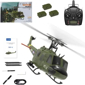RC Helicopters for Adults, F07-V 1/34 Scale UH-1 Huey 2.4G 6CH Brushless Direct-Drive Flybarless Manual Aerobatic Flight RC Helicopter Model (RTF Version/Mode1/Mode2)