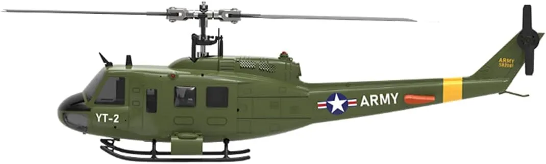 RC Helicopters for Adults, F07-V 1/34 Scale UH-1 Huey 2.4G 6CH Brushless Direct-Drive Flybarless Manual Aerobatic Flight RC Helicopter Model (RTF Version/Mode1/Mode2)