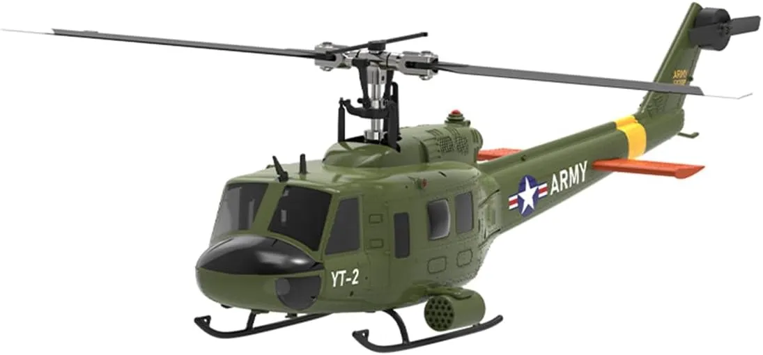 RC Helicopters for Adults, F07-V 1/34 Scale UH-1 Huey 2.4G 6CH Brushless Direct-Drive Flybarless Manual Aerobatic Flight RC Helicopter Model (RTF Version/Mode1/Mode2)