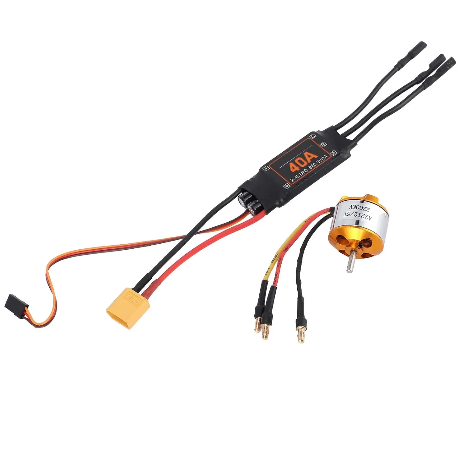 RC Motor 2212 Motor 40A Brushless ESC RC Motor ESC Set Safety Lightweight Stable Operation for RC Drone Helicopter FPV