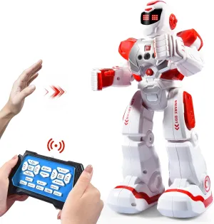 RC Smart Robot Toys for Kids, Intelligent Programmable Robot with Infrared Controller, Gesture Sensing, Singing, Dancing, Christmas Stocking Stuffers Birthday Gift for 3-12  Years Boys Girls (Red)