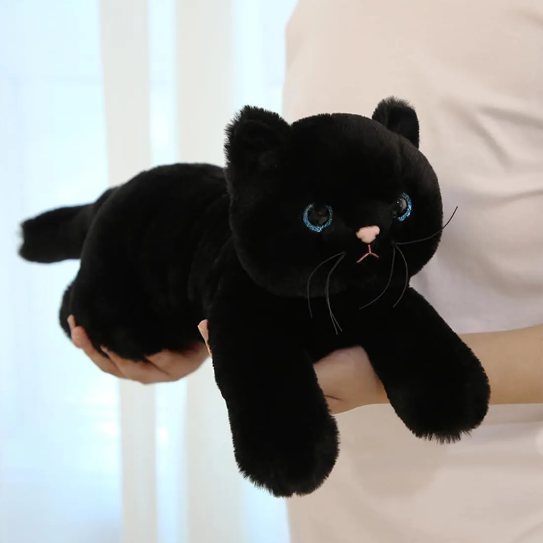 Realistic Plush Cat Toy, Soft Kitty Stuffed Animal for Kids, Cute Cat for Birthday Party (Black, 70cm/27.5inch)