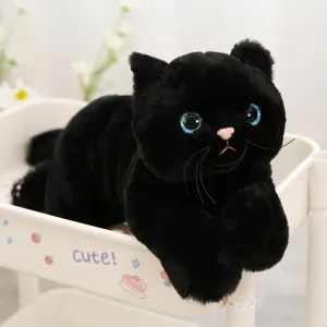 Realistic Plush Cat Toy, Soft Kitty Stuffed Animal for Kids, Cute Cat for Birthday Party (Black, 70cm/27.5inch)