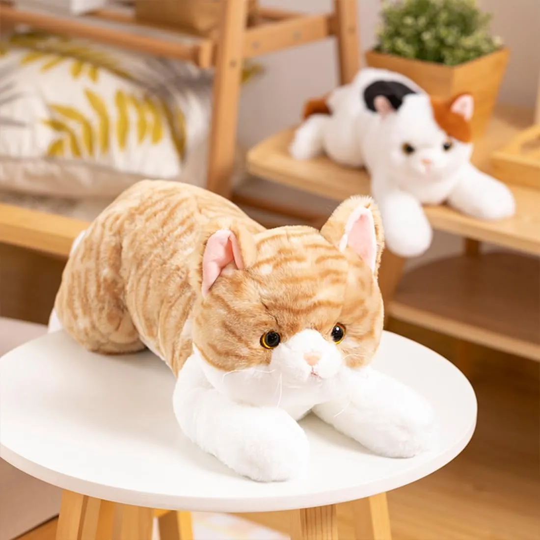 Realistic Plush Cat Toy, Soft Kitty Stuffed Animal for Kids, Cute Cat for Birthday Party (Black & Yellow, 70cm/27.5inch)