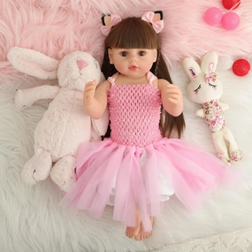 Realistic Reborn Baby Dolls 22" Full Body Vinyl Real Life Like Bebe Dolls for Girls and Boys Realistas Lifelike Muñecas para Niñas with Birth Certificate and Feeding Kit Toys for Kids Age 3 