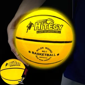 Rechargeable Glow in The Dark Basketball - USB Charging, Water-Resistant, Size 7, Impact Activated, Includes Pump, Ball Bag & Charging Cable - Rechargeable Light Up Basketball - Yellow