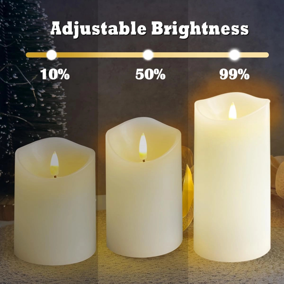 Rechargeable Flameless Candle, Flashing LED Pillar Real Wax Candle with Remote Control and Timer,Decorative Electronic Candles, 1 Set of 3
