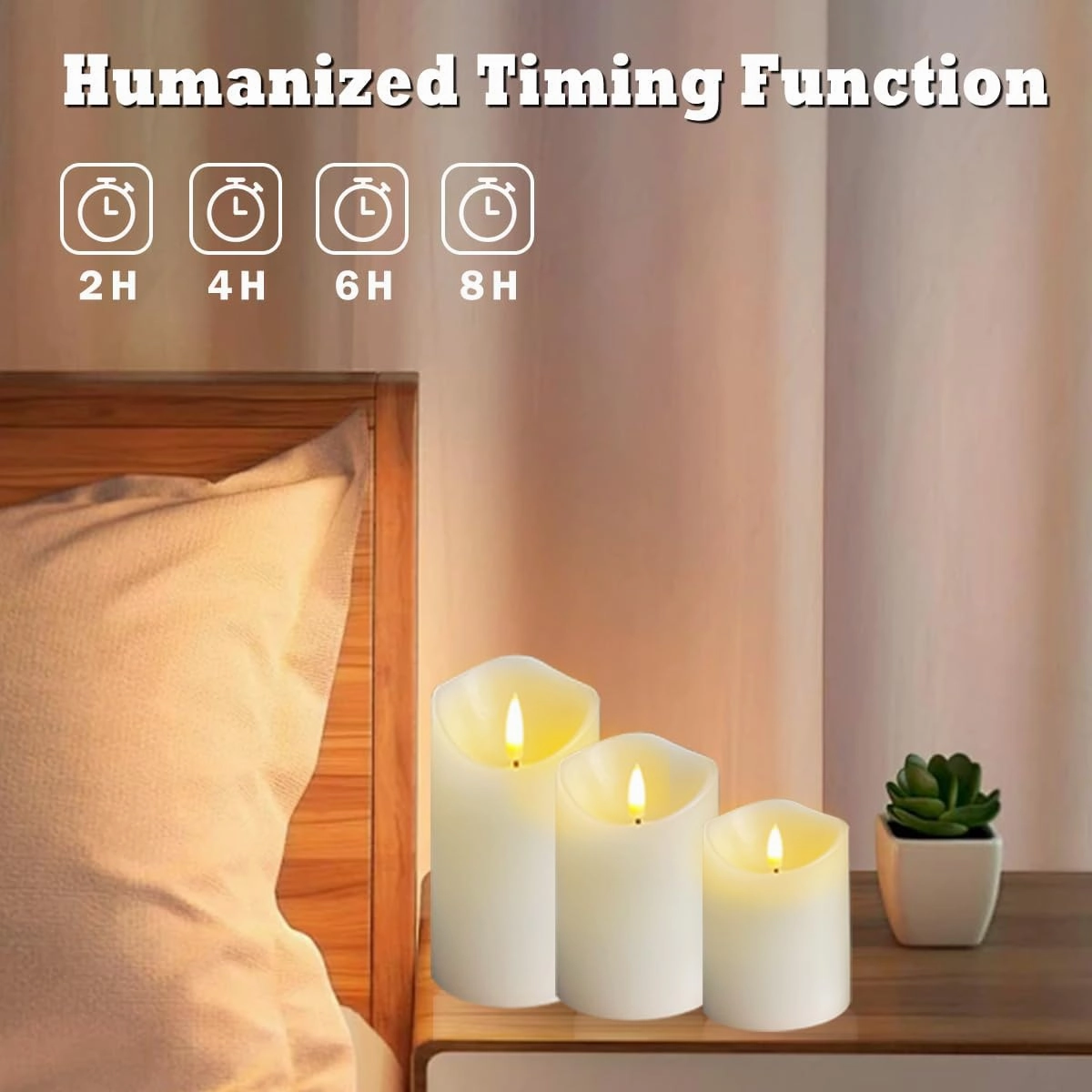 Rechargeable Flameless Candle, Flashing LED Pillar Real Wax Candle with Remote Control and Timer,Decorative Electronic Candles, 1 Set of 3